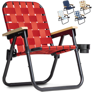 GoSports Outdoors WOVN Premium Beach & Camping Chair - BURNT RED