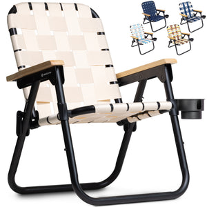 GoSports Outdoors WOVN Premium Beach & Camping Chair - NATURAL