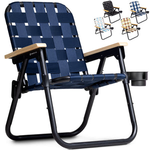 GoSports Outdoors WOVN Premium Beach & Camping Chair - NAVY