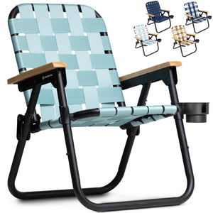GoSports Outdoors WOVN Premium Beach & Camping Chair - STONE BLUE