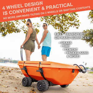 Cuddy 40 QT Floating Cooler and Dry Storage Vessel with Cuddy Crawler Wheel Kit - Orange