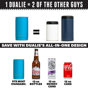 DUALIE 3 in 1 Insulated Can Cooler - Universal Size for 12 oz Cans, Slim Cans, and Bottles - Glacier-GoSportsOutdoors.com