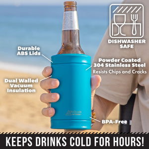 DUALIE 3 in 1 Insulated Can Cooler - Universal Size for 12 oz Cans, Slim Cans, and Bottles - Glacier-GoSportsOutdoors.com