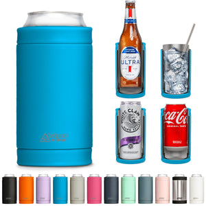 DUALIE 3 in 1 Insulated Can Cooler - Universal Size for 12 oz Cans, Slim Cans, and Bottles - Glacier GoSports 