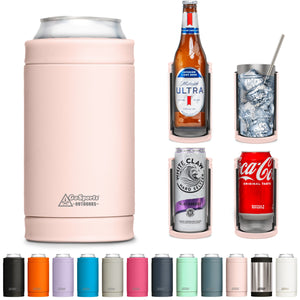 DUALIE 3 in 1 Insulated Can Cooler - Universal Size for 12 oz Cans, Slim Cans, and Bottles - Rose GoSports 