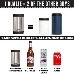 DUALIE 3 in 1 Insulated Can Cooler - Universal Size for 12 oz Cans, Slim Cans, and Bottles - Stainless GoSports 