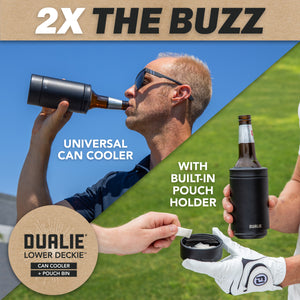 DUALIE Lower Deckie - Insulated 12 oz Can Cooler with Pouch Container - Universal Drink Holder with Built-in Pouch Bin - Black-GoSportsOutdoors.com