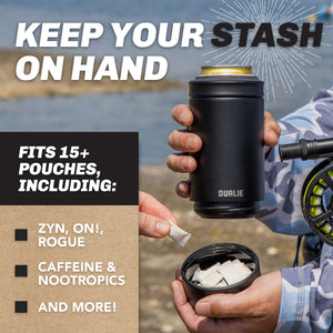DUALIE Lower Deckie - Insulated 12 oz Can Cooler with Pouch Container - Universal Drink Holder with Built-in Pouch Bin - Black-GoSportsOutdoors.com