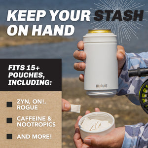 DUALIE Lower Deckie - Insulated 12 oz Can Cooler with Pouch Container - Universal Drink Holder with Built-in Pouch Bin - White-GoSportsOutdoors.com