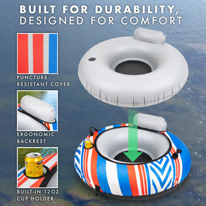GoSports WOVN River Tube with Premium Canvas Cover - Heavy Duty Float for Rivers, Lakes, & Pools - Baja-GoSportsOutdoors.com