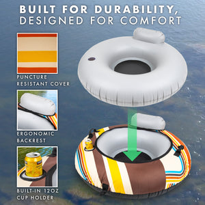 GoSports WOVN River Tube with Premium Canvas Cover - Heavy Duty Float for Rivers, Lakes, & Pools - Drifter-GoSportsOutdoors.com