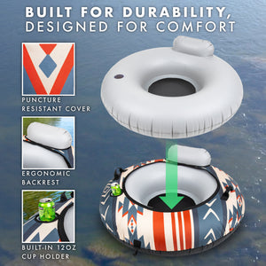 GoSports WOVN River Tube with Premium Canvas Cover - Heavy Duty Float for Rivers, Lakes, & Pools - Mesa-PlayGoSports.com