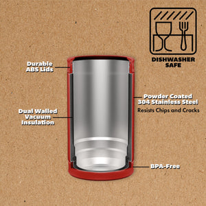 DUALIE 3 in 1 Insulated Can Cooler - Burnt Red GoSports 