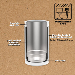 DUALIE 3 in 1 Insulated Can Cooler - White GoSports 