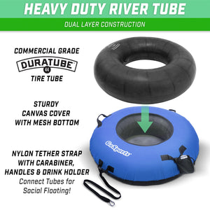GoSports 44" Heavy Duty River Tube with Premium Canvas Cover - Commercial Grade River Tube - Blue Pool Toy PlayGoSports.com 