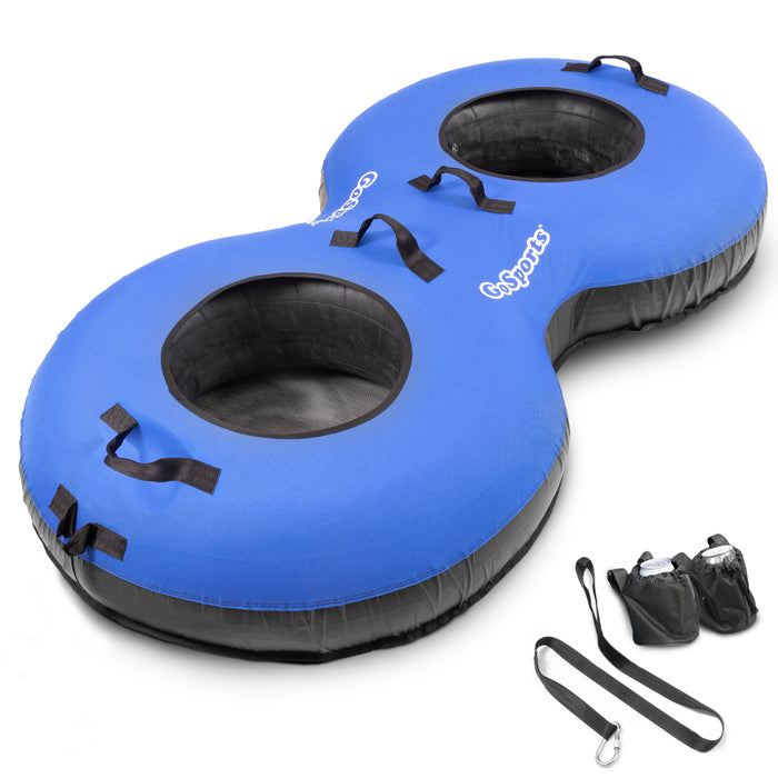 GoSports Heavy Duty 2 Person Floating River Tube with Premium Canvas Cover - Blue