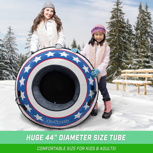 GoSports 44" Heavy Duty Winter Snow Tube with Premium Canvas Cover - Commercial Grade Sled - Stars & Stripes Snow Tube playgosports.com 