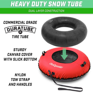 GoSports 44" Heavy Duty Winter Snow Tube with Premium Canvas Cover - Commercial Grade Sled - Red Snow Tube playgosports.com 