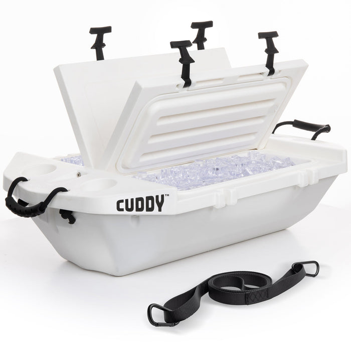 Cuddy Floating Cooler and Dry Storage Vessel- 40QT- Amphibious Hard Shell Design, White